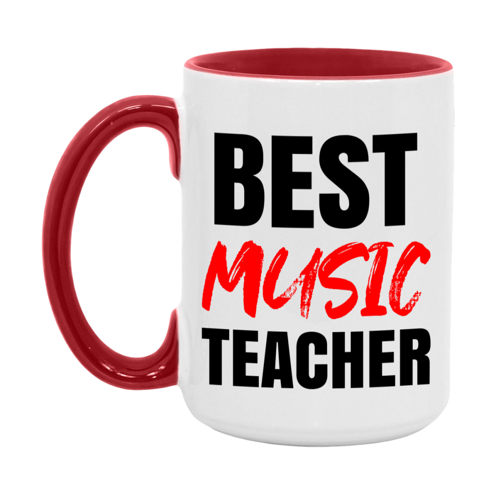 Teacher Superlative Mug, Best Music Teacher Gift, 11oz or 15oz White Ceramic Coffee Cup for Music Teacher