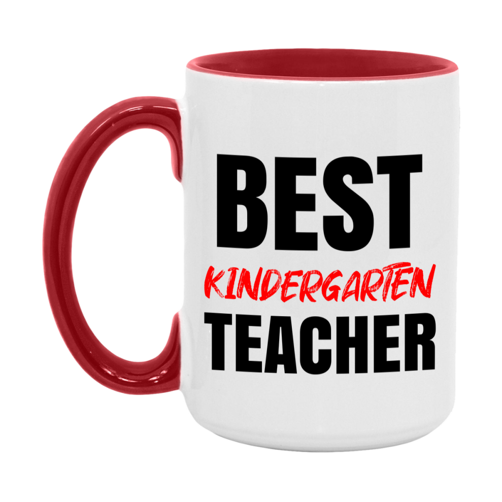 Teacher Superlative Mug, Best Kindergarten Teacher Gift, 11oz or 15oz White Ceramic Coffee Cup for Kindergarten Teacher