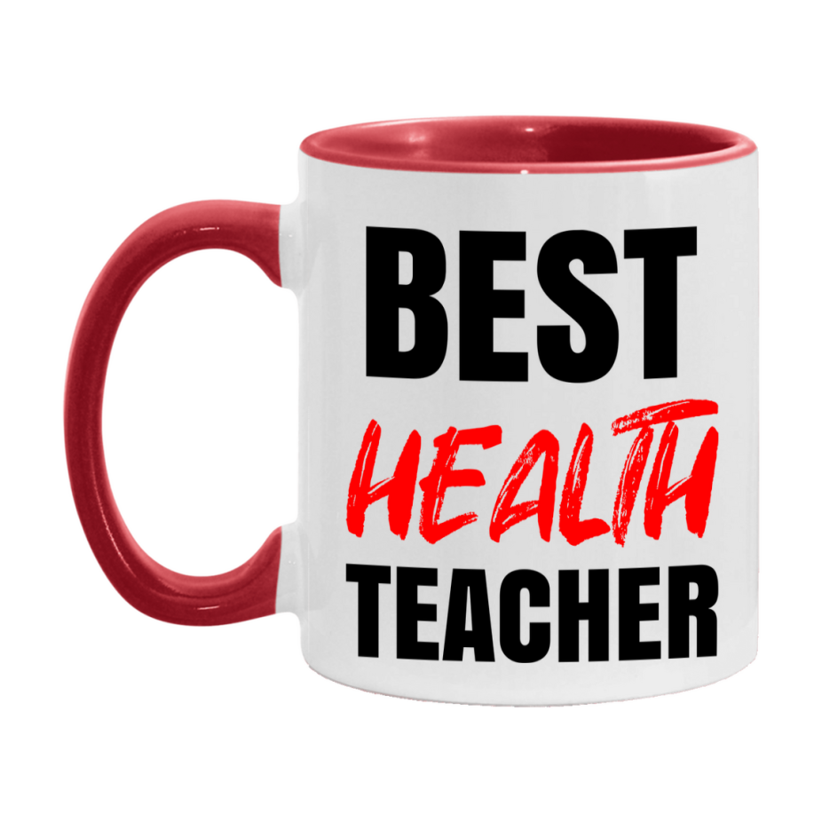 Teacher Superlative Mug, Best Health Teacher Gift, 11oz or 15oz White Ceramic Coffee Cup for Health Teacher