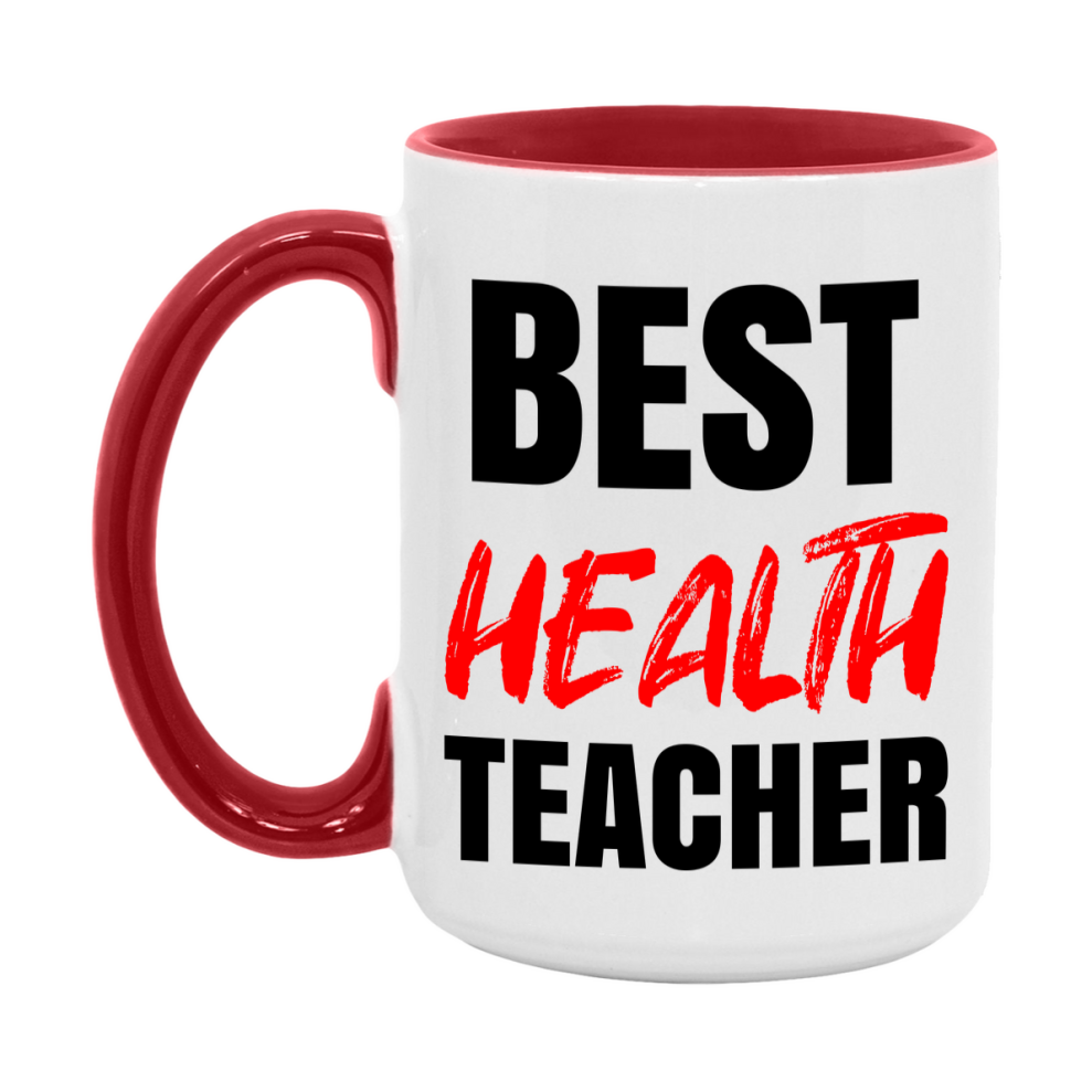 Teacher Superlative Mug, Best Health Teacher Gift, 11oz or 15oz White Ceramic Coffee Cup for Health Teacher