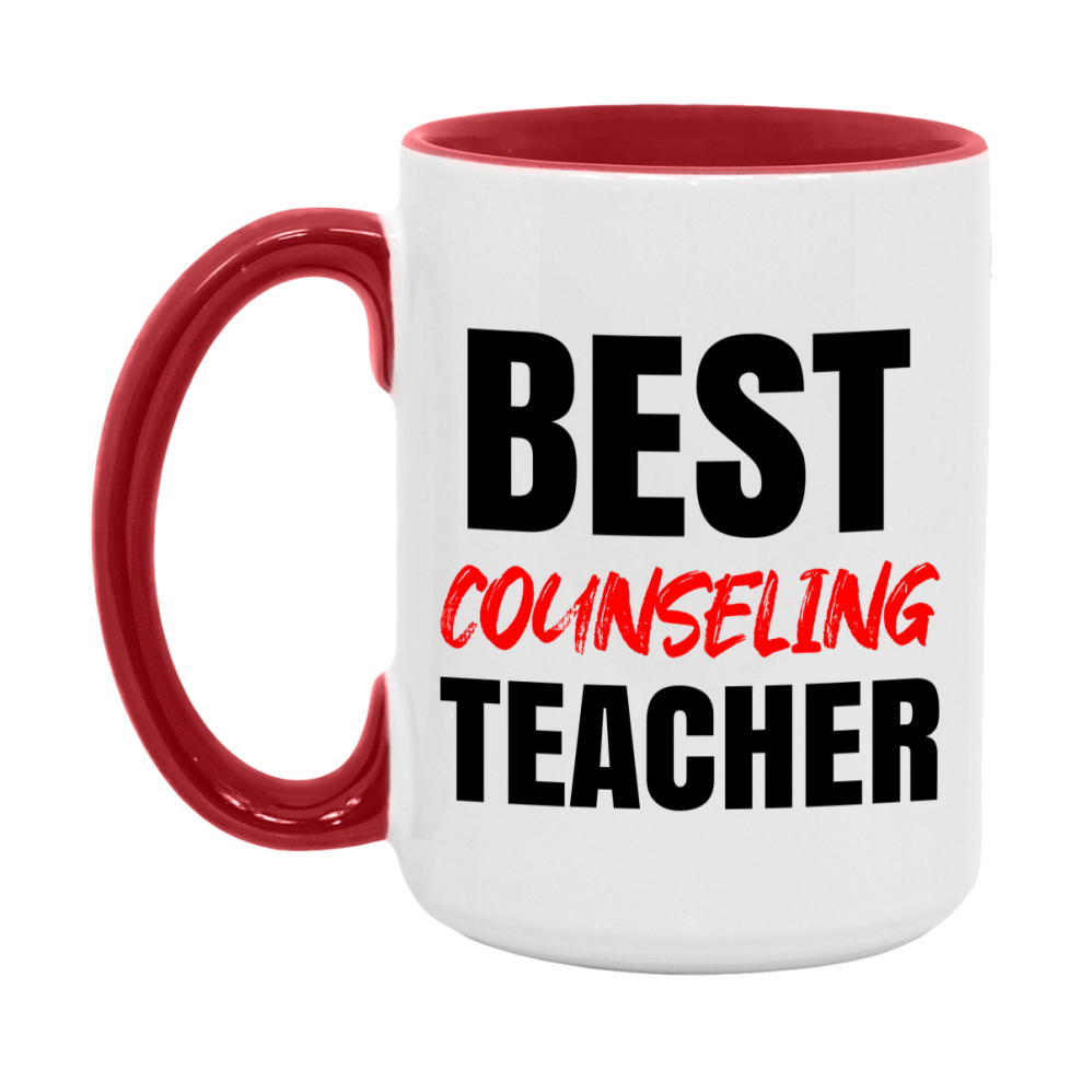 Teacher Superlative Mug, Best Counseling Teacher Gift, 11oz or 15oz White Ceramic Coffee Cup for Counseling Teacher