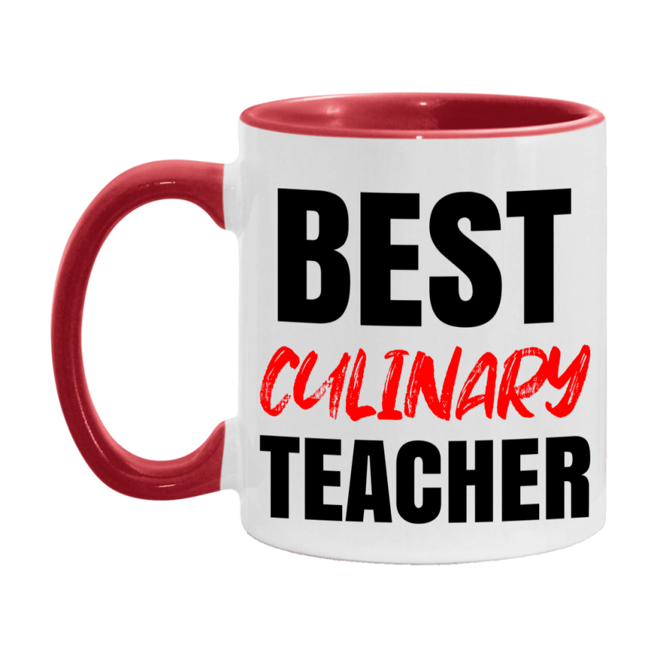 Teacher Superlative Mug, Best Culinary Teacher Gift, 11oz or 15oz White Ceramic Coffee Cup for Culinary Teacher