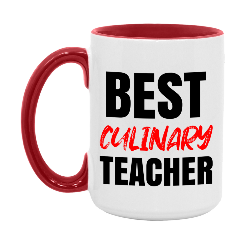 Teacher Superlative Mug, Best Culinary Teacher Gift, 11oz or 15oz White Ceramic Coffee Cup for Culinary Teacher