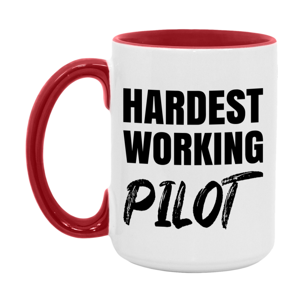 Pilot Superlative Mug, Hardest Working Pilot, 11oz or 15oz Ceramic Coffee Mug, Double-Sided Cup, Gift for Pilot, Coworker Gift, Boss Gift