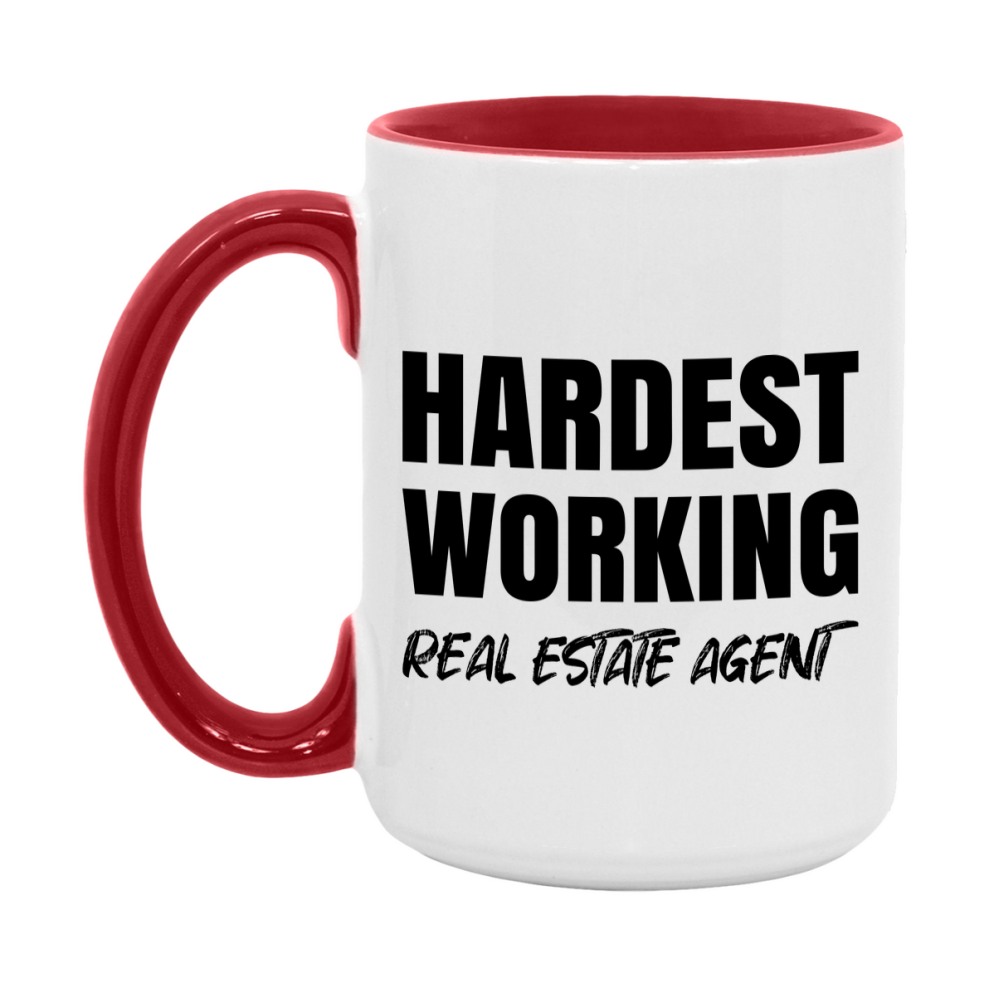Real Estate Agent Superlative Mug, Hardest Working Real Estate Agent, 11oz or 15oz Ceramic Coffee Mug, Double-Sided Cup, Gift for Real Estate Agent, Coworker Gift, Boss Gift