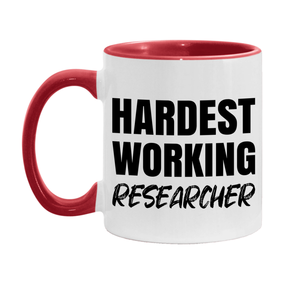 Researcher Superlative Mug, Hardest Working Researcher, 11oz or 15oz Ceramic Coffee Mug, Double-Sided Cup, Gift for Researcher, Coworker Gift, Boss Gift