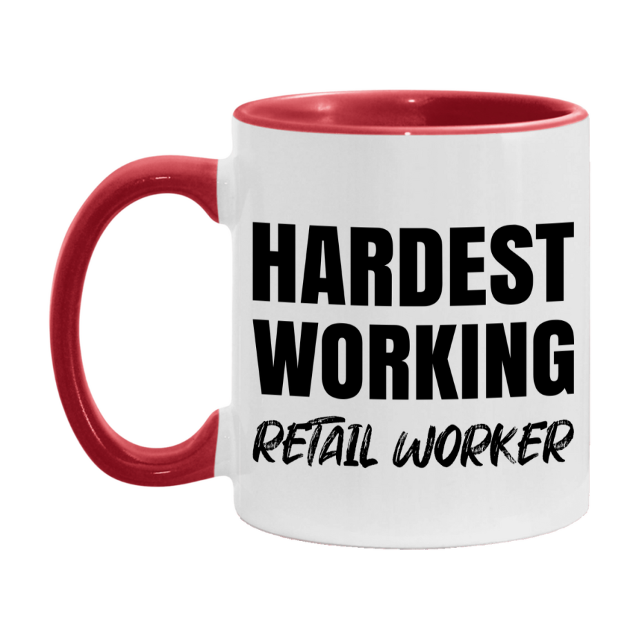 Retail Worker Superlative Mug, Hardest Working Retail Worker, 11oz or 15oz Ceramic Coffee Mug, Double-Sided Cup, Gift for Retail Worker, Coworker Gift, Boss Gift