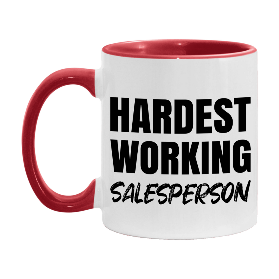 Salesperson Superlative Mug, Hardest Working Salesperson, 11oz or 15oz Ceramic Coffee Mug, Double-Sided Cup, Gift for Salesperson, Coworker Gift, Boss Gift