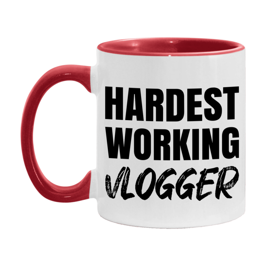 Vlogger Superlative Mug, Hardest Working Vlogger, 11oz or 15oz Ceramic Coffee Mug, Double-Sided Cup, Gift for Vlogger, Coworker Gift, Boss Gift