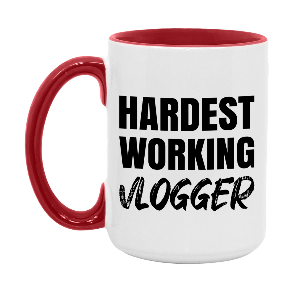 Vlogger Superlative Mug, Hardest Working Vlogger, 11oz or 15oz Ceramic Coffee Mug, Double-Sided Cup, Gift for Vlogger, Coworker Gift, Boss Gift