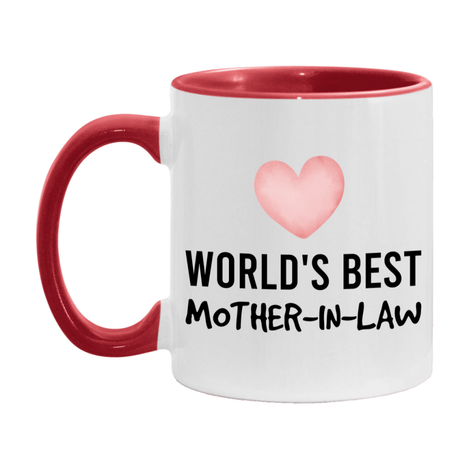 World's Best Mother-In-Law Mug, Mother-In-Law Superlative Coffee Mug, 11oz or 15oz Ceramic Cup, Gift for Mother-In-Law