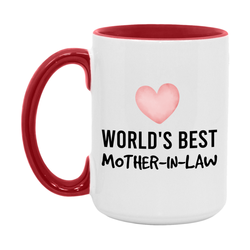 World's Best Mother-In-Law Mug, Mother-In-Law Superlative Coffee Mug, 11oz or 15oz Ceramic Cup, Gift for Mother-In-Law