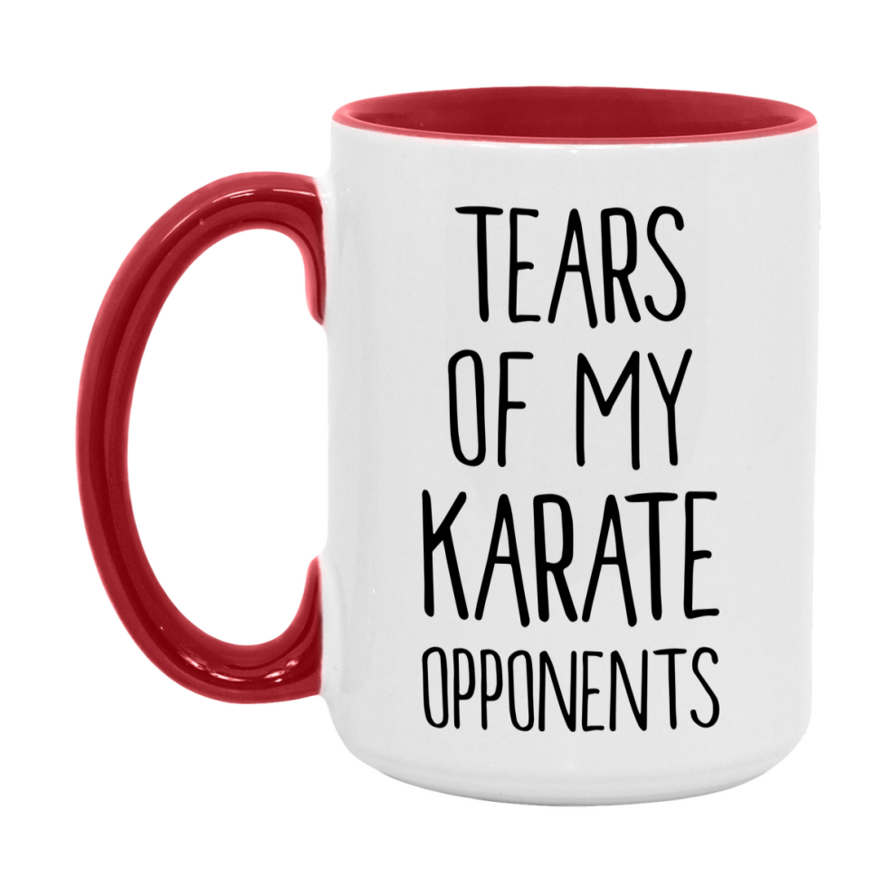 Funny Karate Mug, Tears Of My Karate Opponents, 11oz or 15oz White Ceramic Coffee Cup Gift for Karate Lovers
