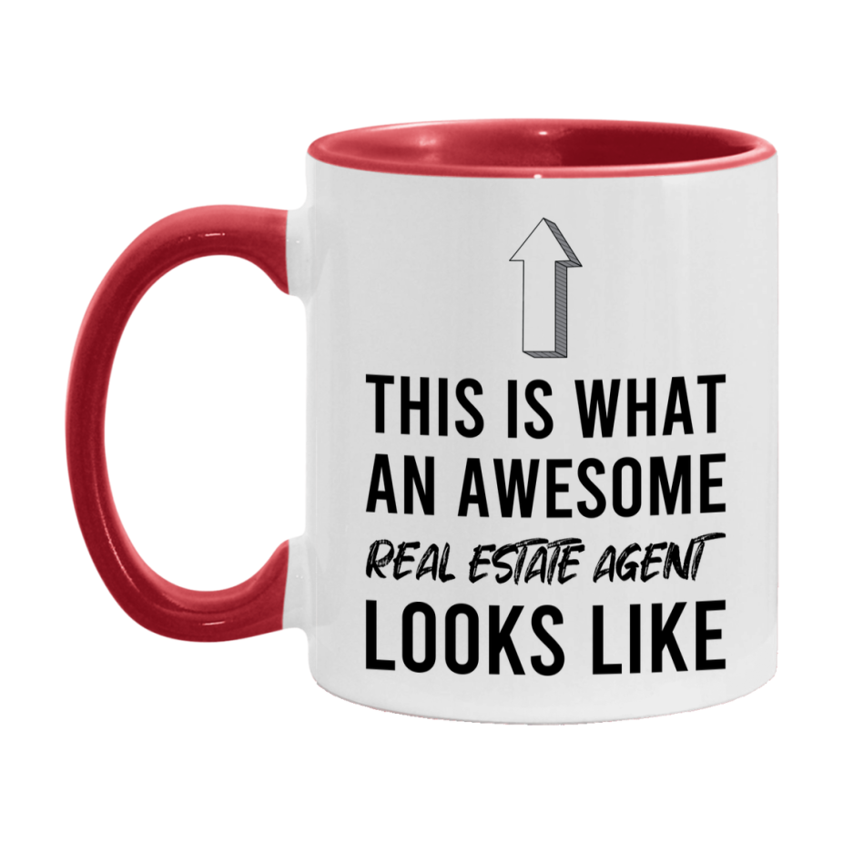 Funny Real Estate Agent Mug - This Is What An Awesome Real Estate Agent Looks Like - 11oz or 15oz Ceramic Coffee Cup - Novelty Gift for Real Estate Agent Professionals