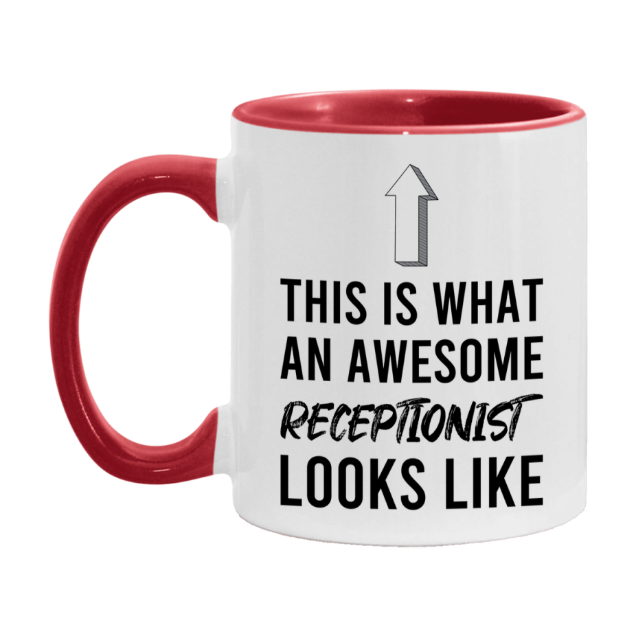 Funny Receptionist Mug - This Is What An Awesome Receptionist Looks Like - 11oz or 15oz Ceramic Coffee Cup - Novelty Gift for Receptionist Professionals