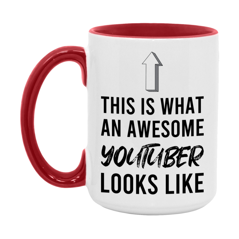 Funny Youtuber Mug - This Is What An Awesome Youtuber Looks Like - 11oz or 15oz Ceramic Coffee Cup - Novelty Gift for Youtuber Professionals