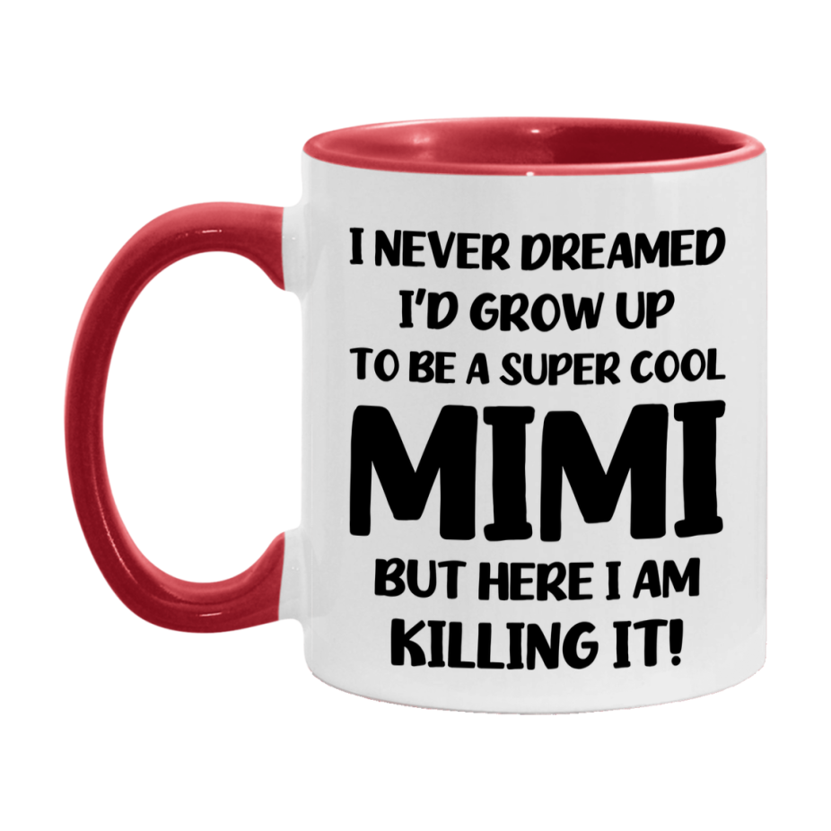 Funny Mimi Mug - "I Never Dreamed I'd Grow Up To Be A Super Cool Mimi" - White Ceramic Coffee Cup (11Oz Or 15Oz