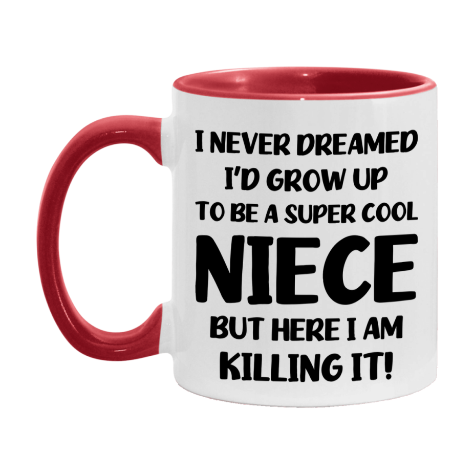 Funny Niece Mug - "I Never Dreamed I'd Grow Up To Be A Super Cool Niece" - White Ceramic Coffee Cup (11Oz Or 15Oz