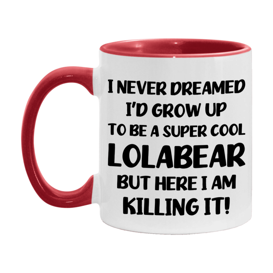 Funny Lolabear Mug - "I Never Dreamed I'd Grow Up To Be A Super Cool Lolabear" - White Ceramic Coffee Cup (11Oz Or 15Oz