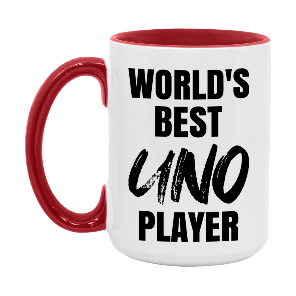 World's Best Uno Player Mug, Funny Card Game Player Gift, 11Oz Or 15Oz White Ceramic Mug