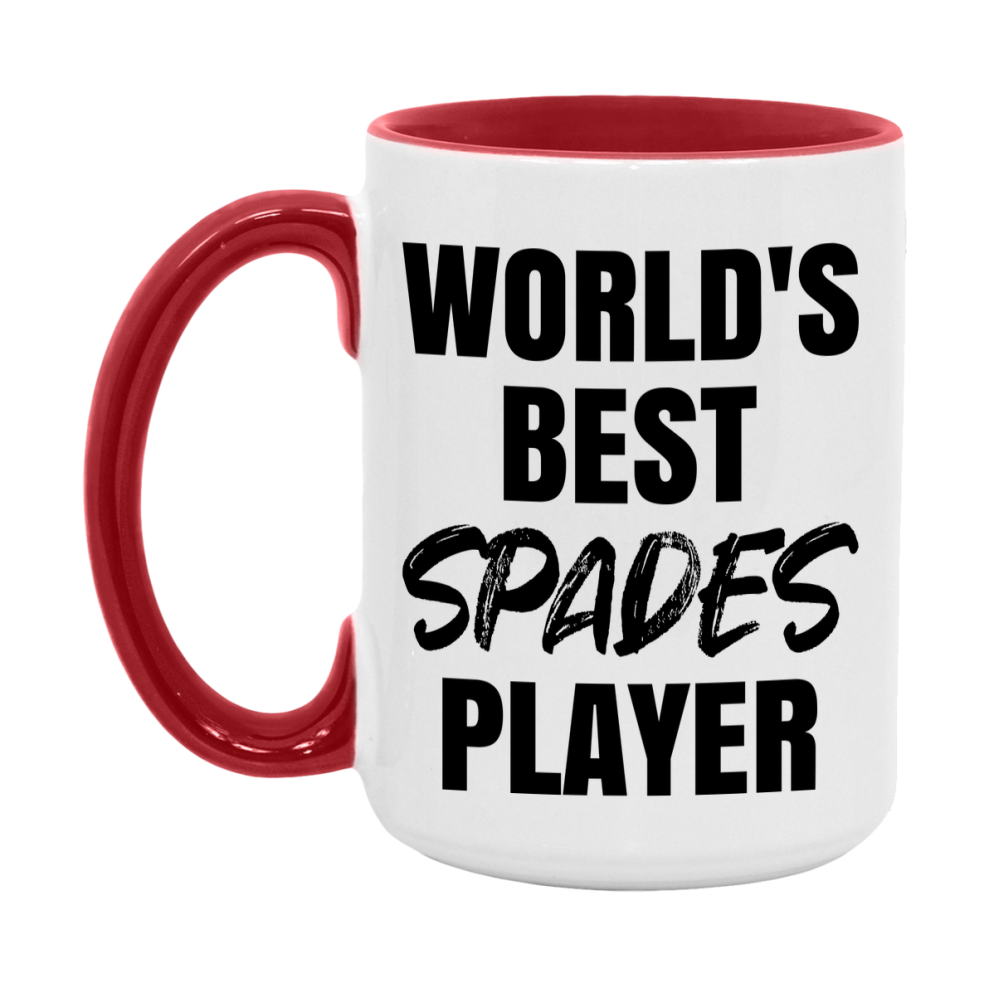 World's Best Spades Player Mug, Funny Card Game Player Gift, 11Oz Or 15Oz White Ceramic Mug