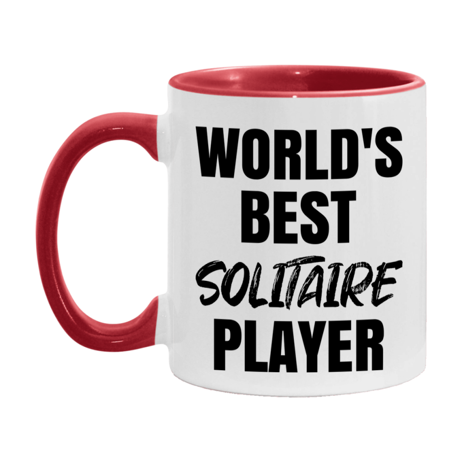 World's Best Solitaire Player Mug, Funny Card Game Player Gift, 11Oz Or 15Oz White Ceramic Mug