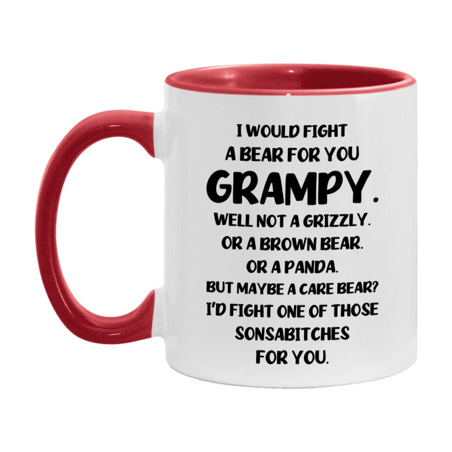 Funny Mug For Grampy, I Would Fight A Bear For You Grampy, Double-Sided 11Oz Or 15Oz Ceramic Coffee Cup