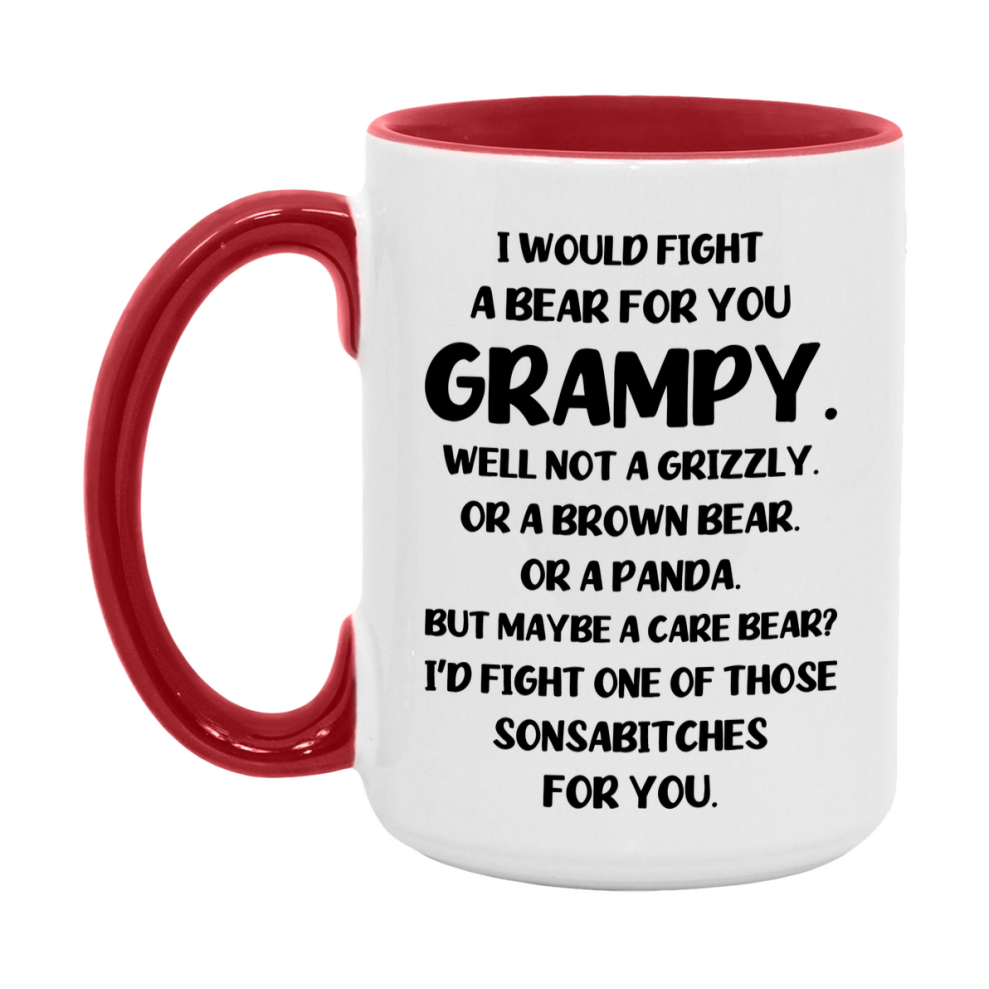 Funny Mug For Grampy, I Would Fight A Bear For You Grampy, Double-Sided 11Oz Or 15Oz Ceramic Coffee Cup