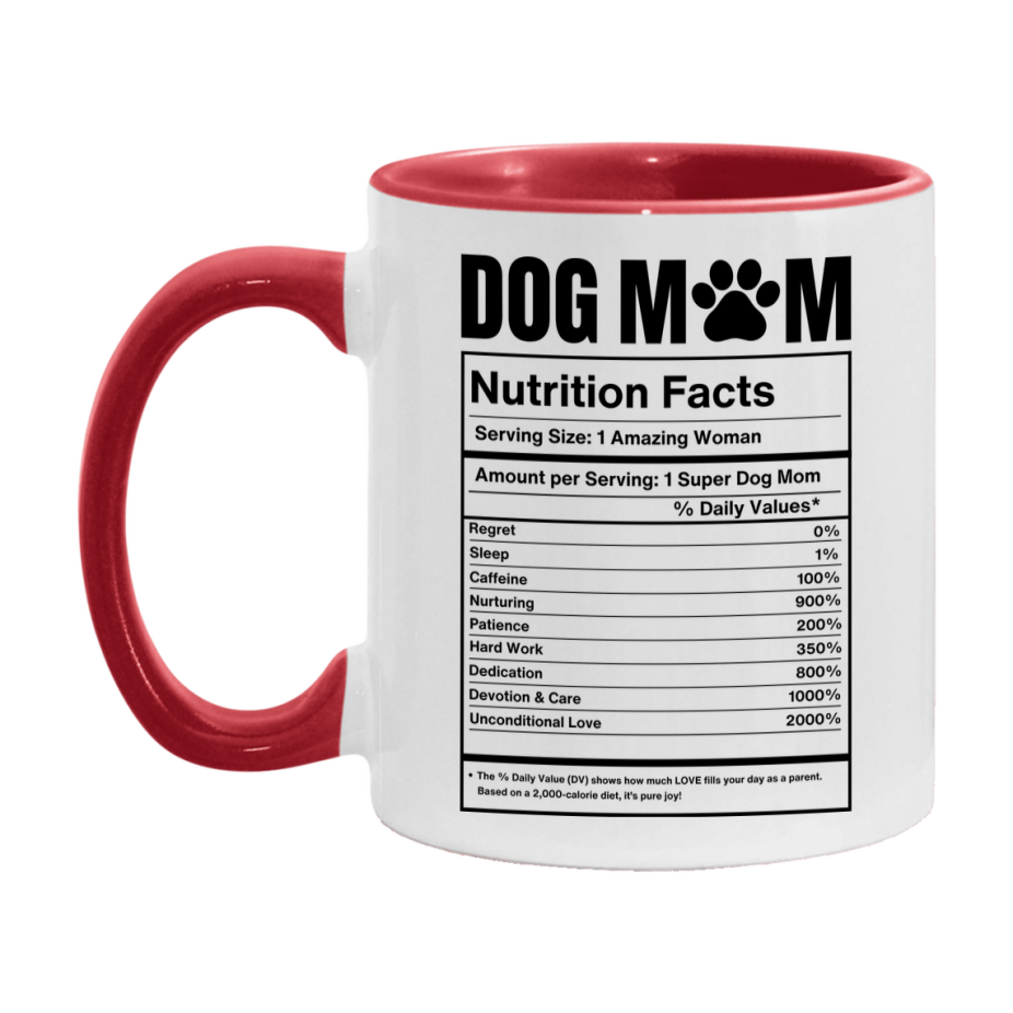 Dog Mom Nutrition Facts Mug, 11Oz Or 15Oz Double-Sided Coffee Cup