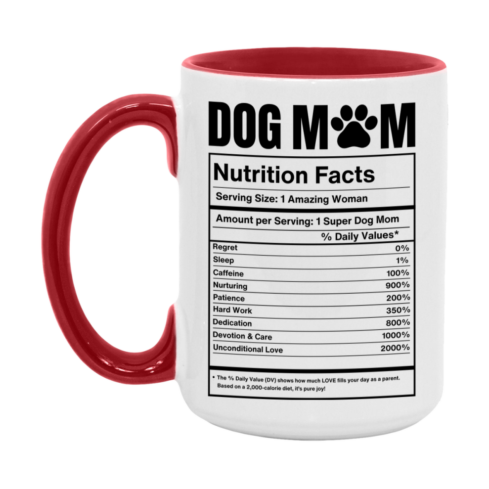 Dog Mom Nutrition Facts Mug, 11Oz Or 15Oz Double-Sided Coffee Cup