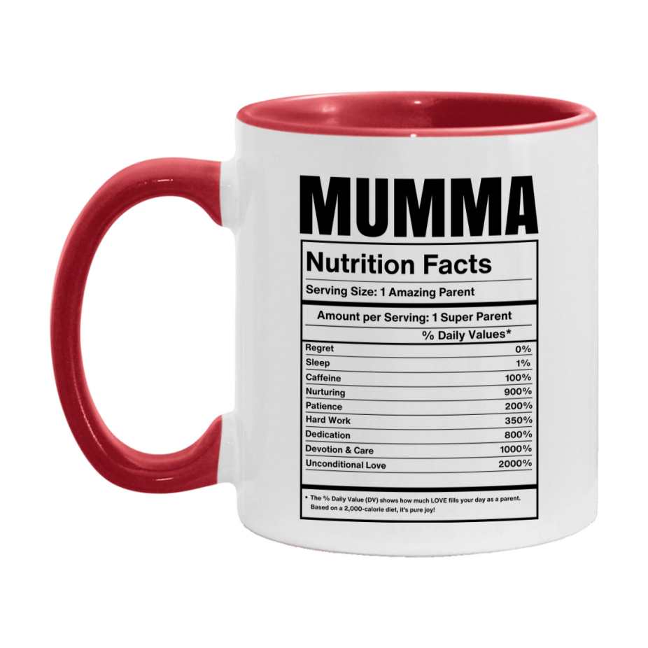 Mumma Coffee Mug, Nutrition Facts Mug For Mumma, Funny Gift For Mumma, 11Oz Or 15Oz Cup