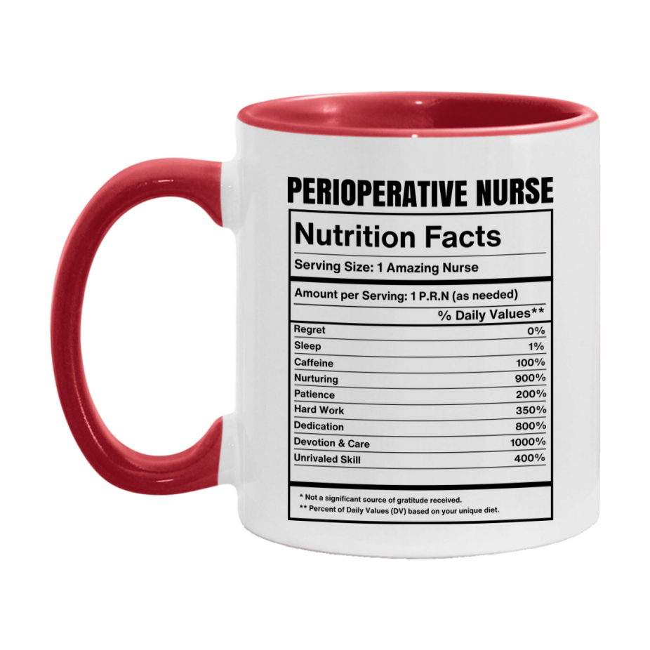 Perioperative Nurse Coffee Mug, Perioperative Nurse Nutrition Facts, 11Oz Or 15Oz Ceramic Cup