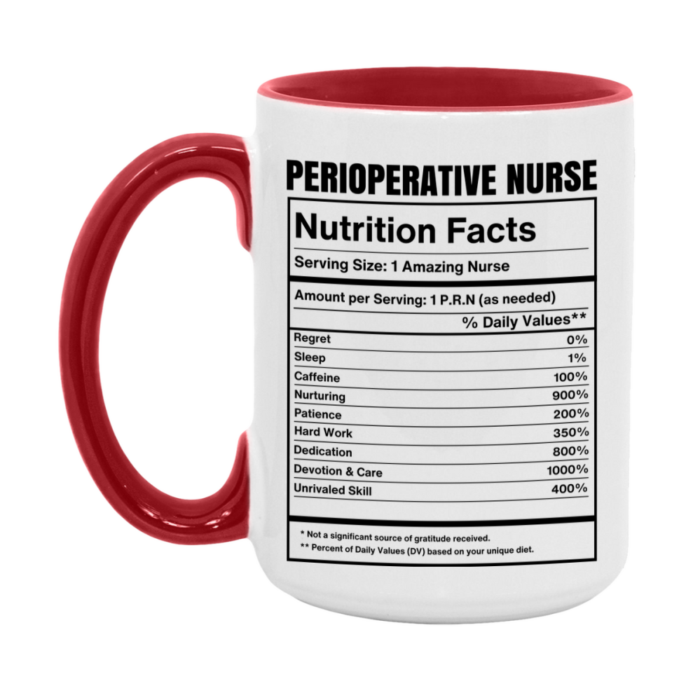 Perioperative Nurse Coffee Mug, Perioperative Nurse Nutrition Facts, 11Oz Or 15Oz Ceramic Cup