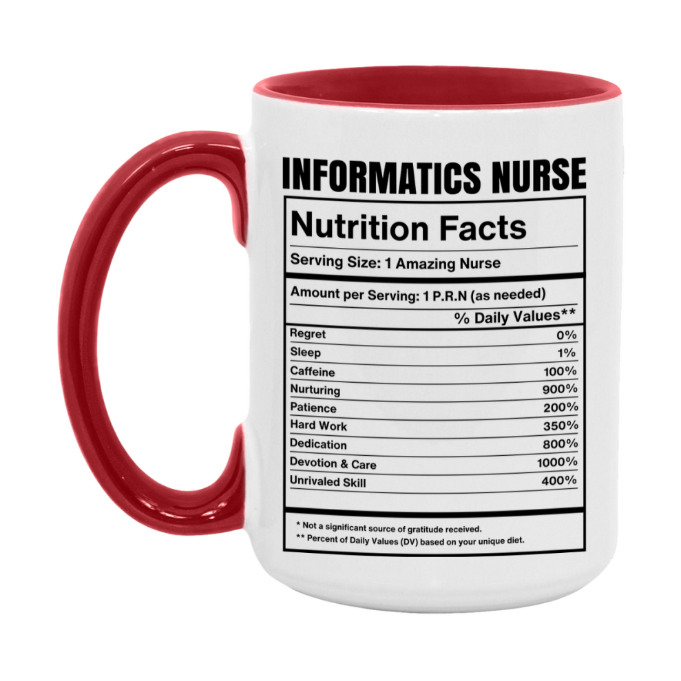 Informatics Nurse Coffee Mug, Informatics Nurse Nutrition Facts, 11Oz Or 15Oz Ceramic Cup