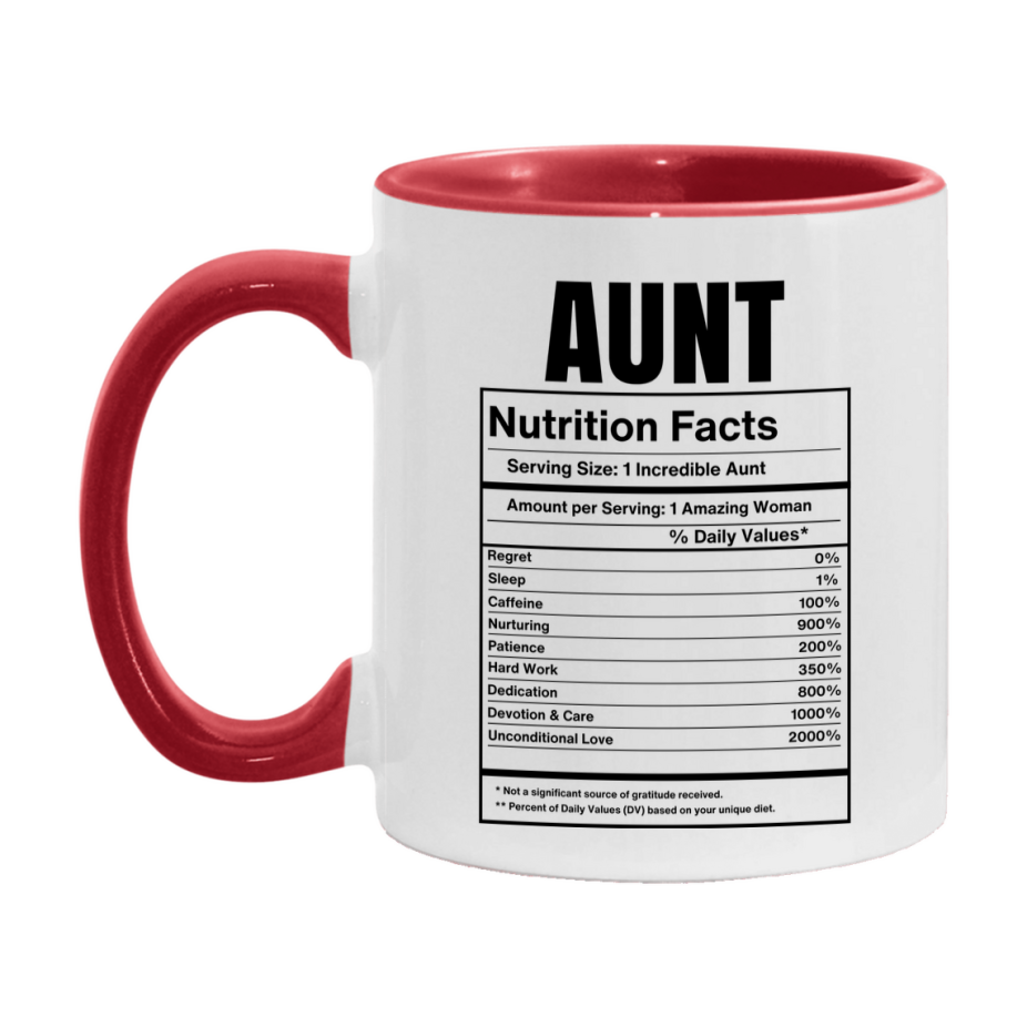Auntie Coffee Mug, Aunt Nutrition Facts, Funny Gift From Niece To Aunt
