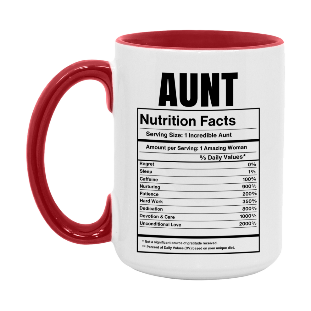 Auntie Coffee Mug, Aunt Nutrition Facts, Funny Gift From Niece To Aunt