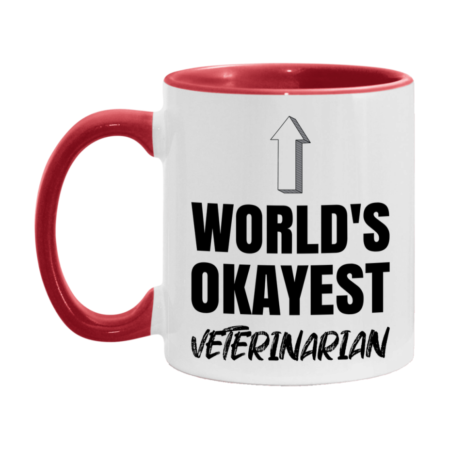 Funny Veterinarian Mug, World’s Okayest Veterinarian, 11Oz Or 15Oz White Ceramic Coffee Cup, Novelty Gift For Veterinarian