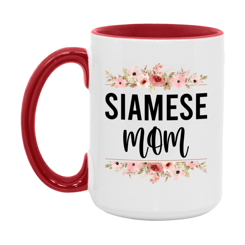 Siamese Cat Mom Mug, Floral Cat Mug For Mom, 11Oz Or 15Oz Coffee Cup