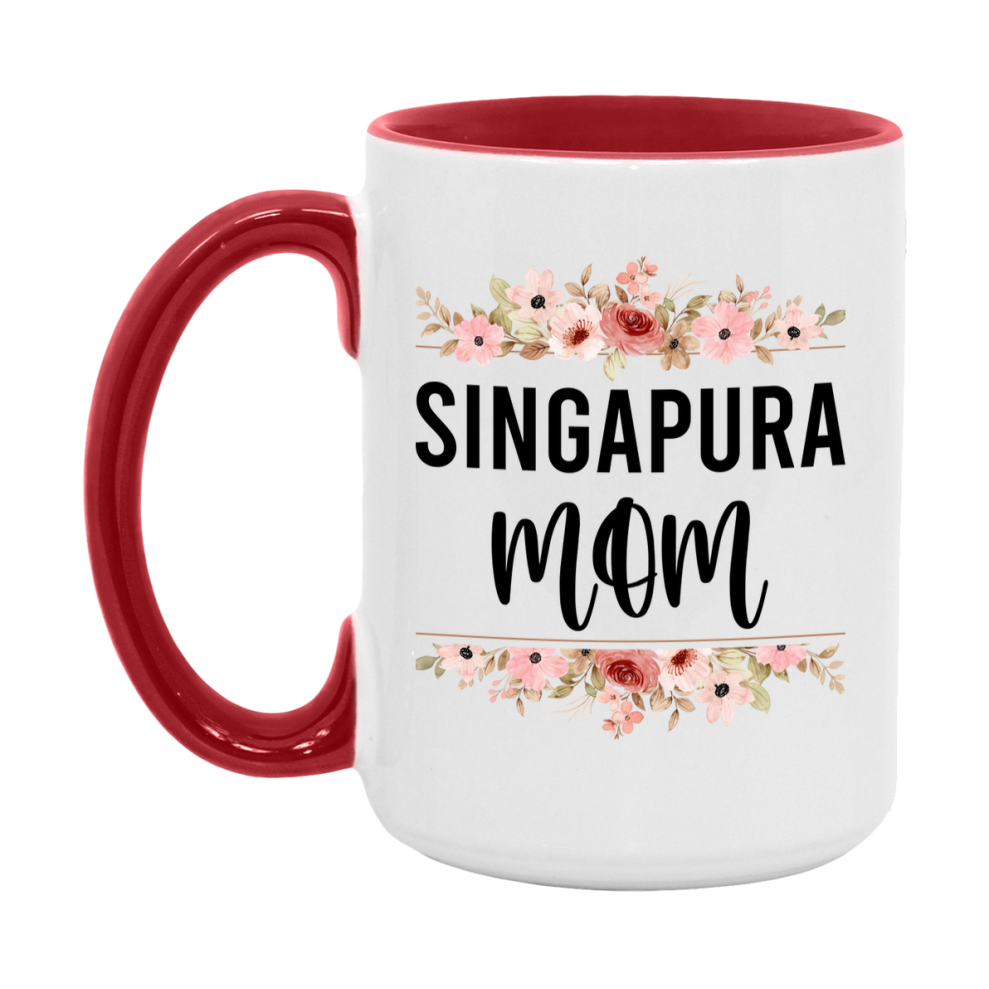 Singapura Cat Mom Mug, Floral Cat Mug For Mom, 11Oz Or 15Oz Coffee Cup