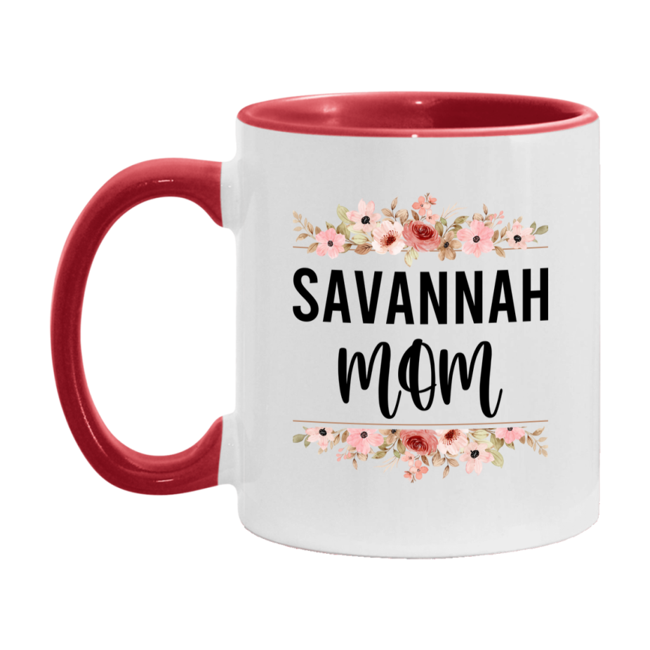Savannah Cat Mom Mug, Floral Cat Mug For Mom, 11Oz Or 15Oz Coffee Cup