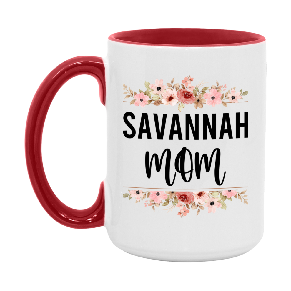 Savannah Cat Mom Mug, Floral Cat Mug For Mom, 11Oz Or 15Oz Coffee Cup
