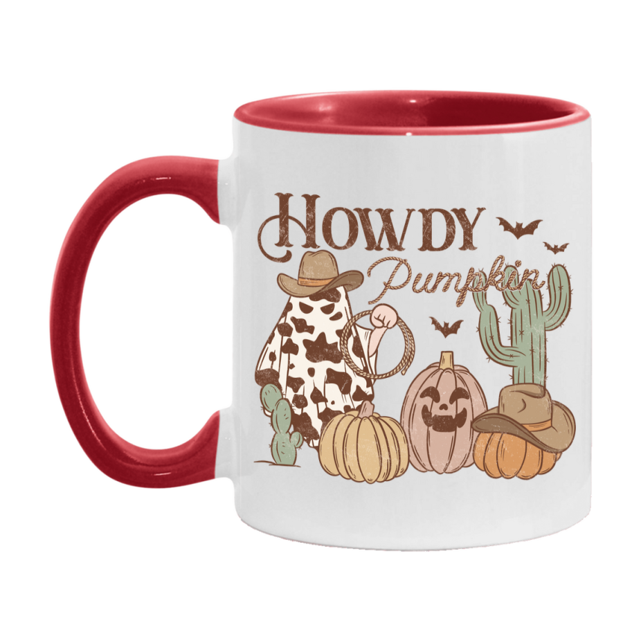 Western Halloween Mug, Cute Retro Western Halloween Coffee Cup, 11Oz Or 15Oz White Ceramic Mug