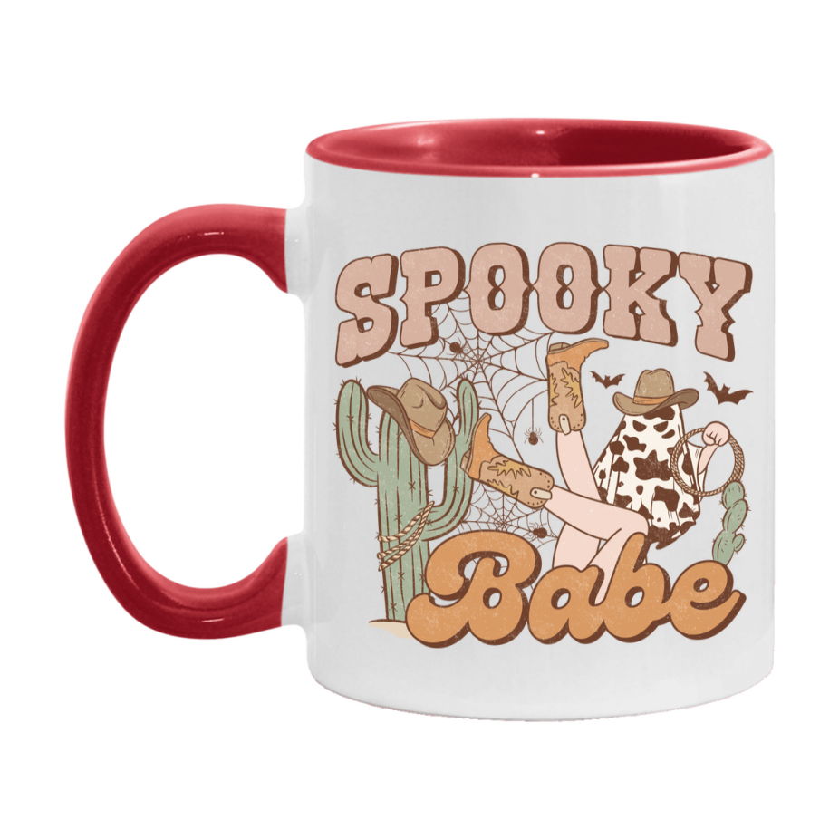 Western Halloween Mug, Cute Retro Western Halloween Coffee Cup, 11Oz Or 15Oz White Ceramic Mug