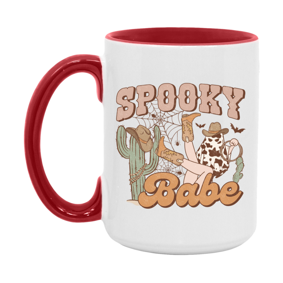 Western Halloween Mug, Cute Retro Western Halloween Coffee Cup, 11Oz Or 15Oz White Ceramic Mug