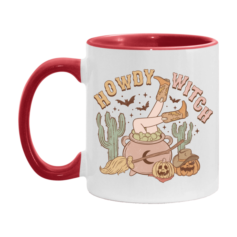 Western Halloween Mug, Cute Retro Western Halloween Coffee Cup, 11Oz Or 15Oz White Ceramic Mug