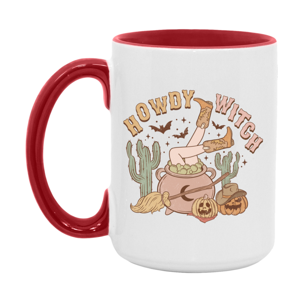Western Halloween Mug, Cute Retro Western Halloween Coffee Cup, 11Oz Or 15Oz White Ceramic Mug