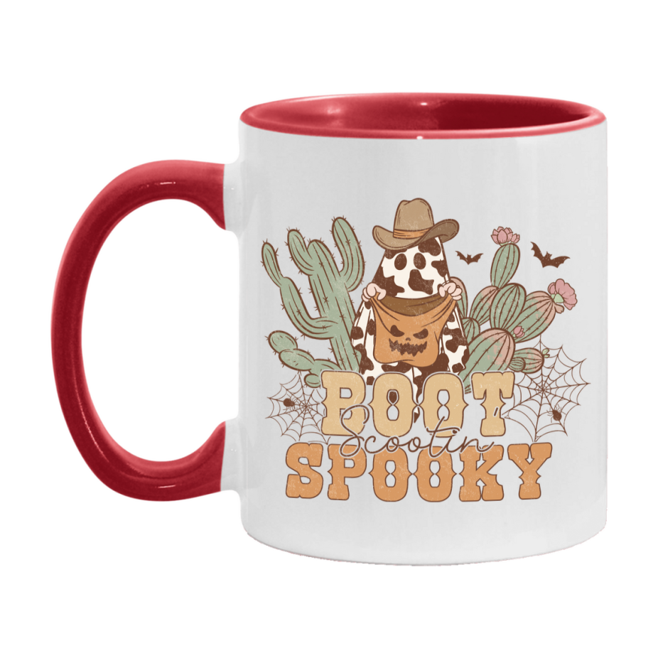 Western Halloween Mug, Cute Retro Western Halloween Coffee Cup, 11Oz Or 15Oz White Ceramic Mug