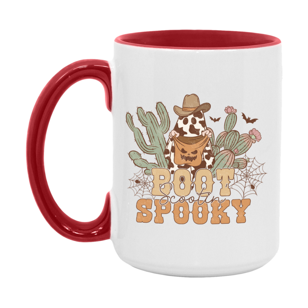 Western Halloween Mug, Cute Retro Western Halloween Coffee Cup, 11Oz Or 15Oz White Ceramic Mug