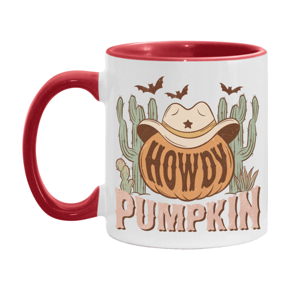 Western Halloween Mug, Cute Retro Western Halloween Coffee Cup, 11Oz Or 15Oz White Ceramic Mug