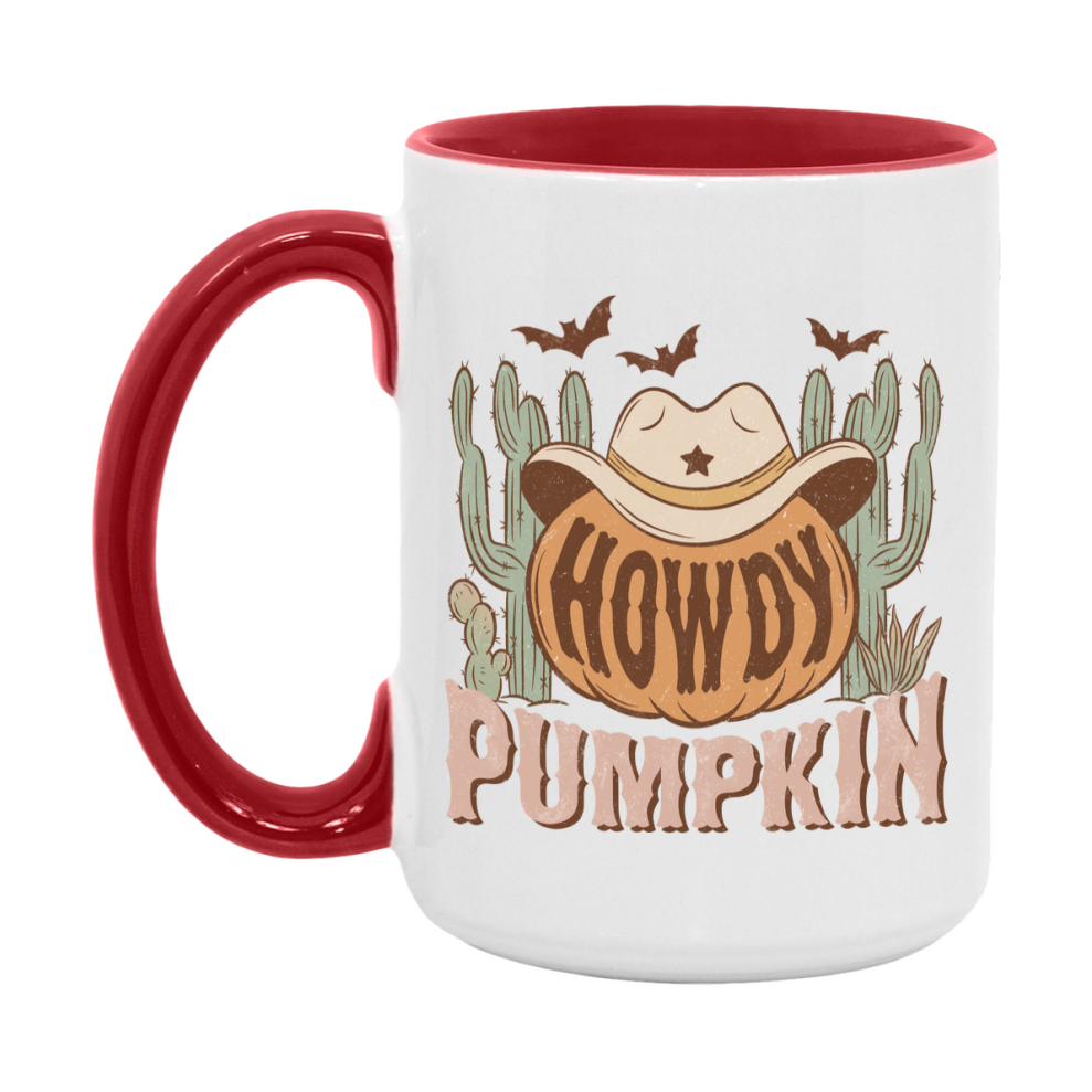 Western Halloween Mug, Cute Retro Western Halloween Coffee Cup, 11Oz Or 15Oz White Ceramic Mug